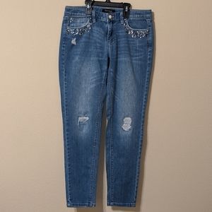 WHBM Rhinestone Girlfriend Jeans
